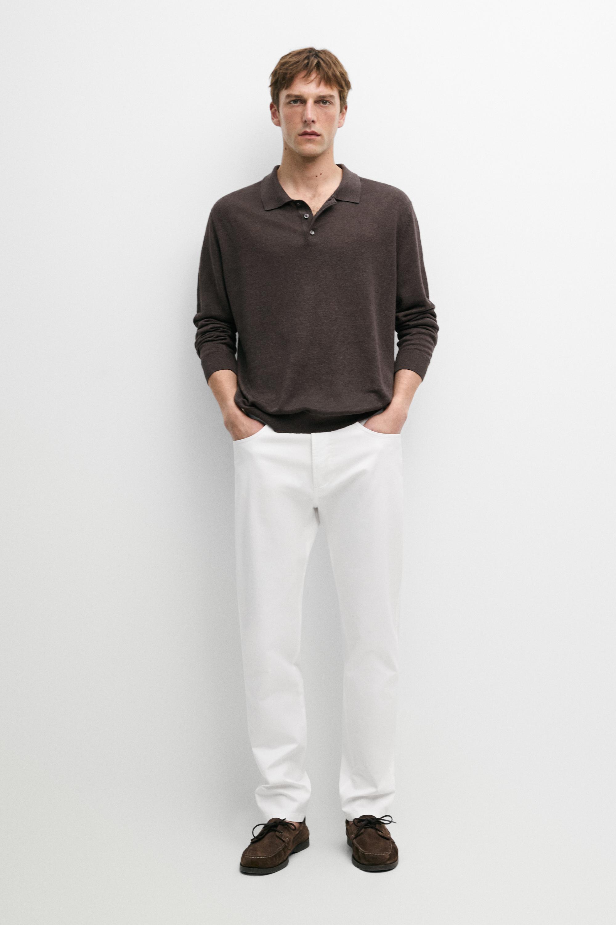 Slim fit denim-effect trousers